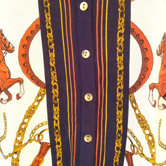 NWOT rare Talbots Equestrian Print Cardigan. Size medium. - Picture 6 of 13